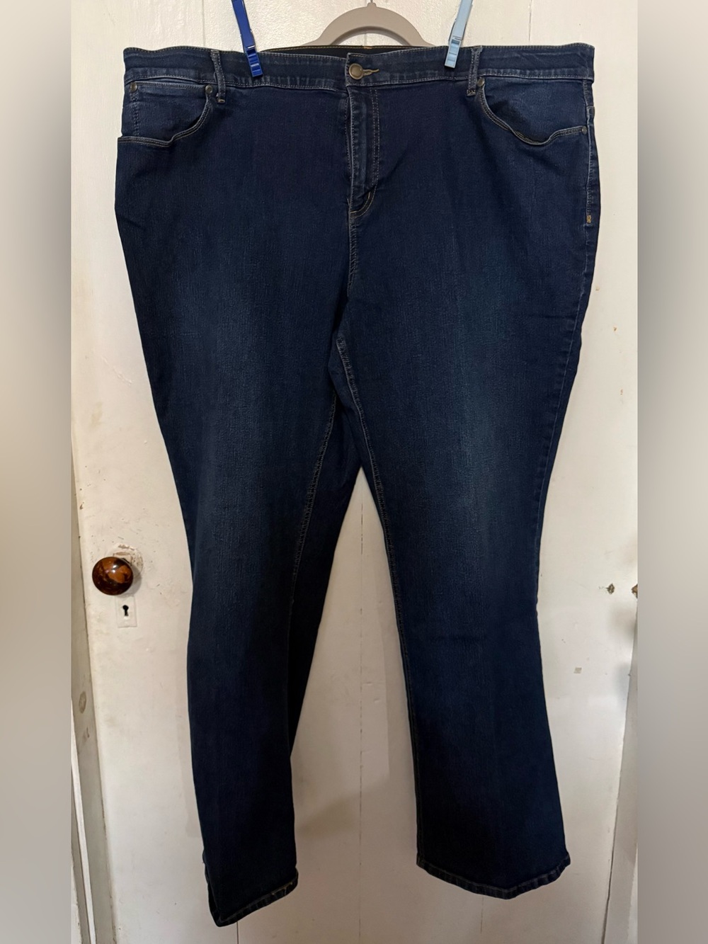 CJ Banks Dark Indigo Straight-Leg Stretch Jeans